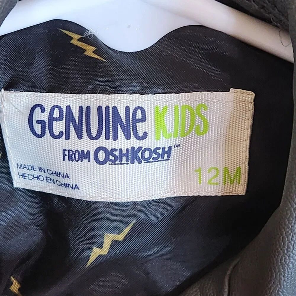 Genuine Kids by OshKosh‎ black Faux Leather Lined biker Jacket 12 months